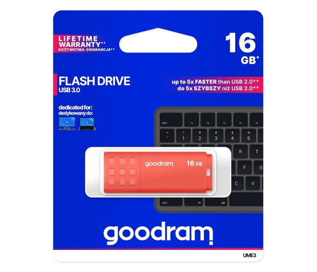 GOODRAM USB 3.0/USB 3.1 gen 1/USB 3.2 gen 1 16GB 60MB/s UME3-0160O0R11 - 606352 - zdjęcie 5